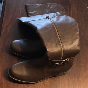 Over the knee wide calf boots